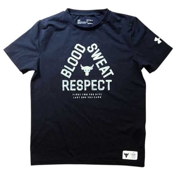 Under Armour Project Rock Blood, Sweat, Respect Youth Large Black T-Shirt - Picture 1 of 7